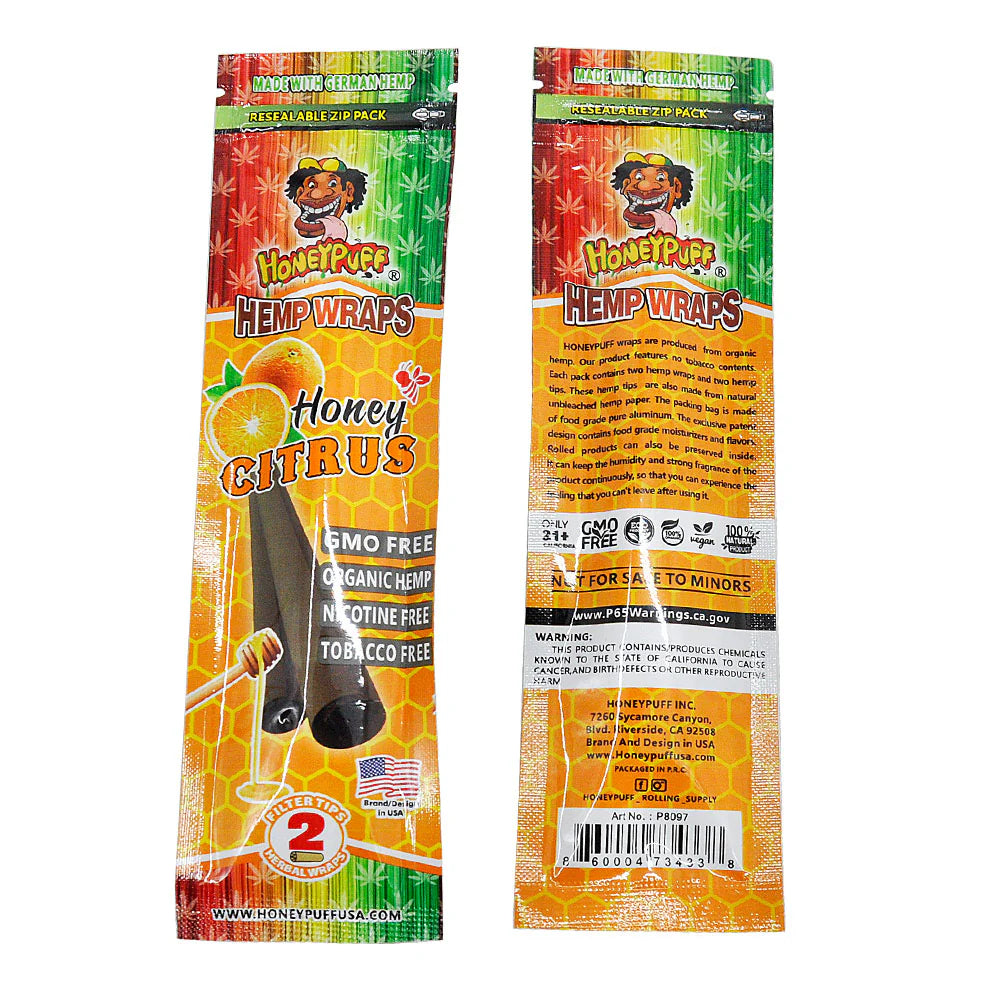 HONEYPUFF Orange  2 Hemp Wraps | 2 Pre rolled tip