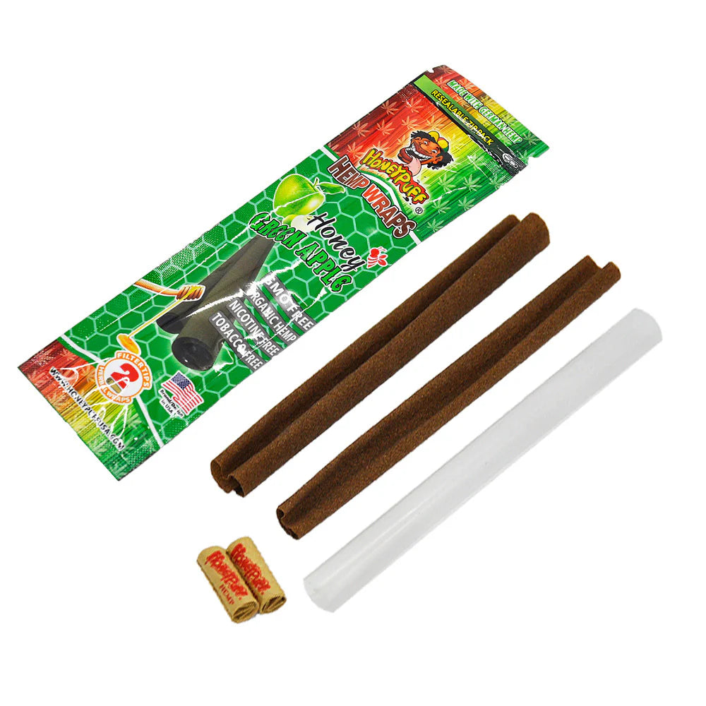 HONEYPUFF Green Apple  2 Hemp Wraps | 2 Pre rolled tip