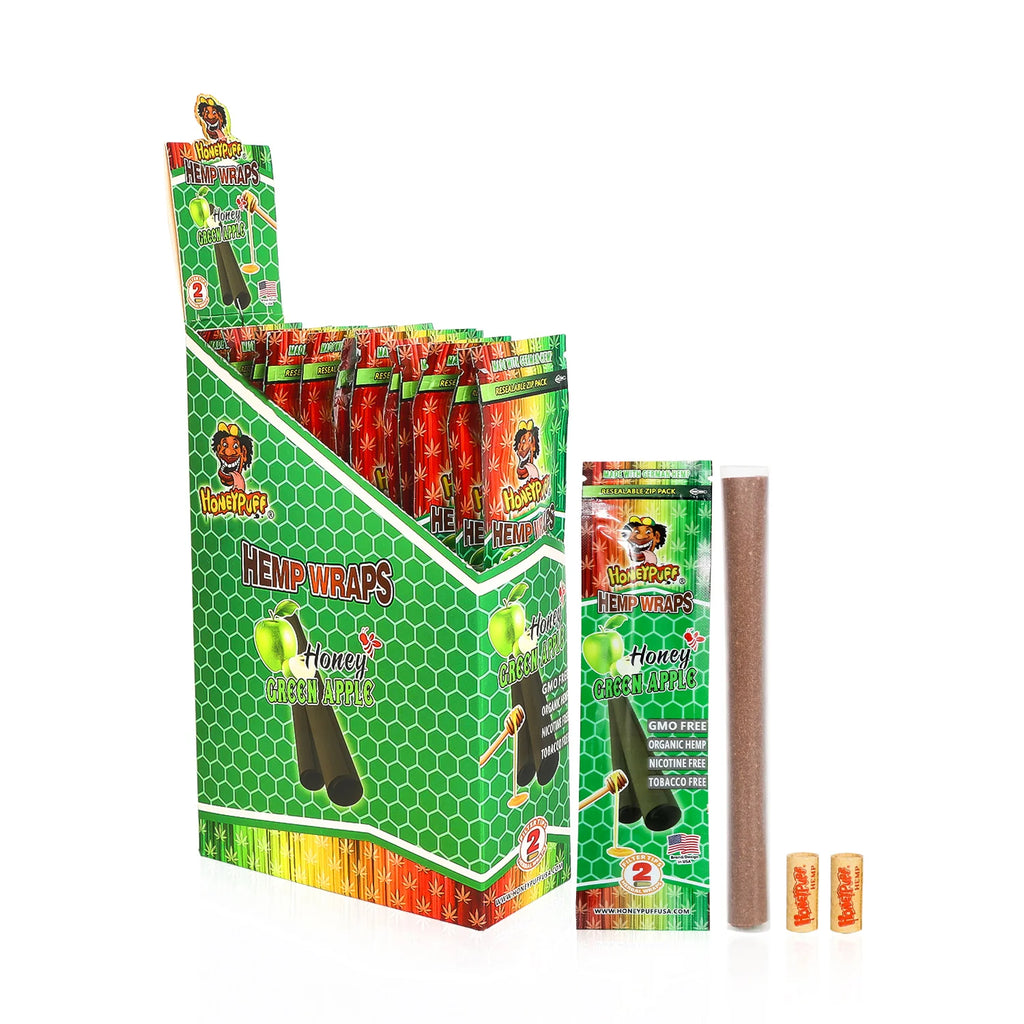 HONEYPUFF Green Apple  2 Hemp Wraps | 2 Pre rolled tip