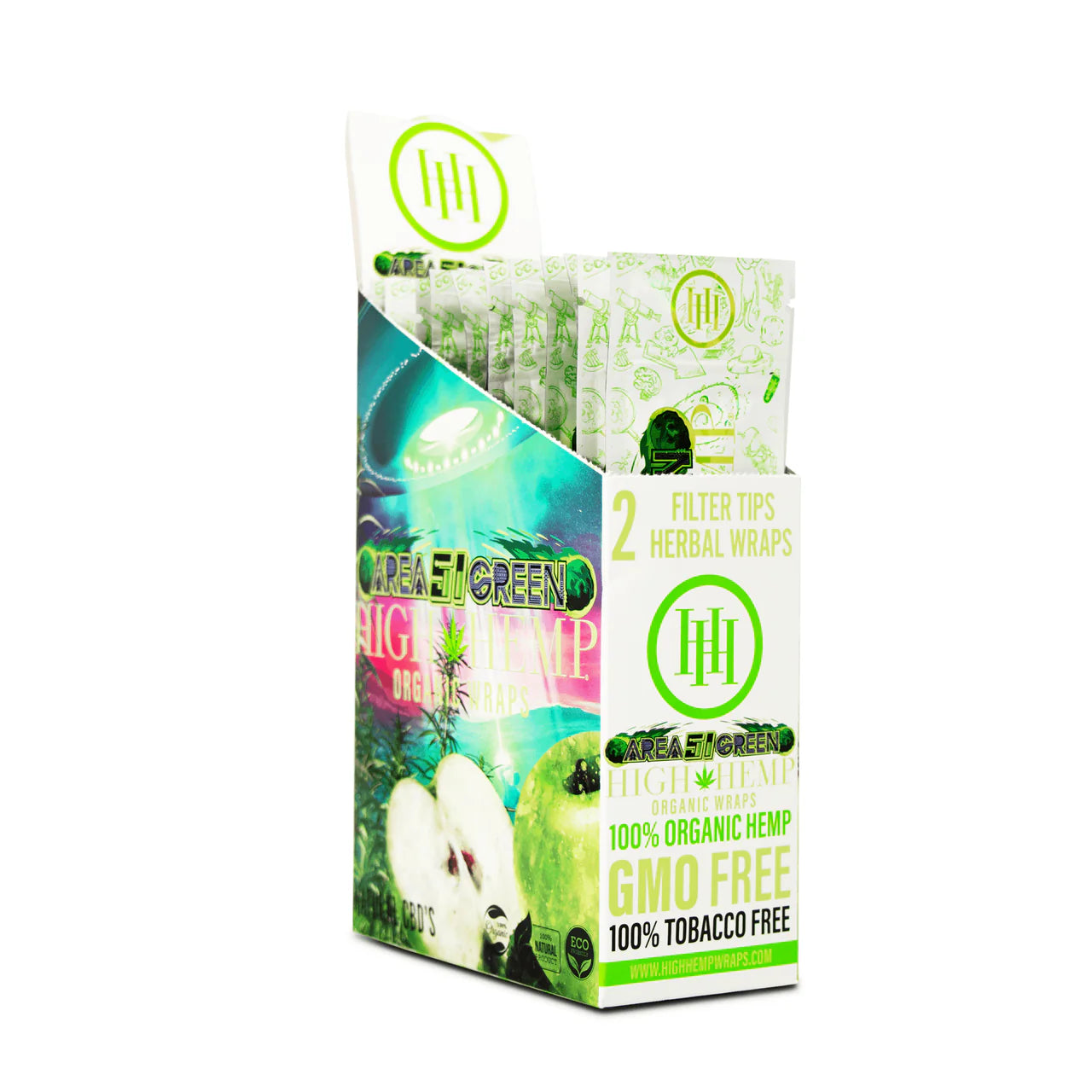 High Hemp Organic Wraps |Area 51 Green Apple| Tobacco-Free Hemp Blunt Wraps